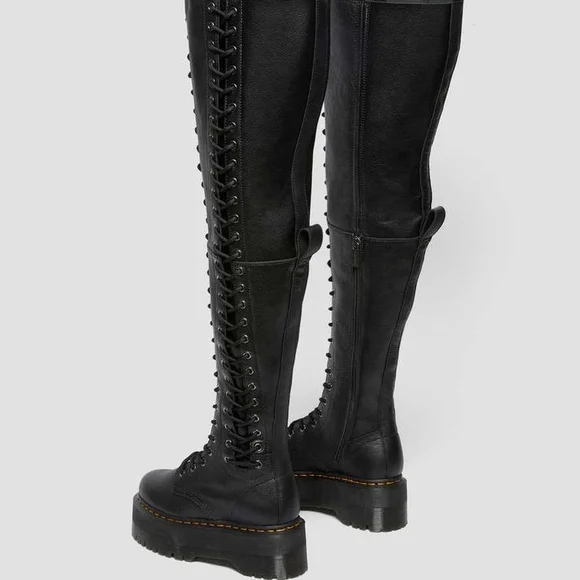 Black Lace-Up Knee-High Boots - Picture 4 of 6